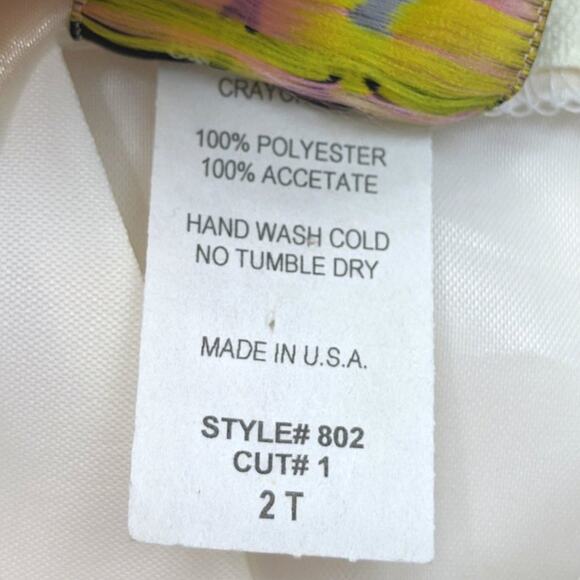 Vintage 90s Crayon Kids Girls Dress Sz 2T Cream Easter Holiday Tulip Floral - Picture 4 of 4